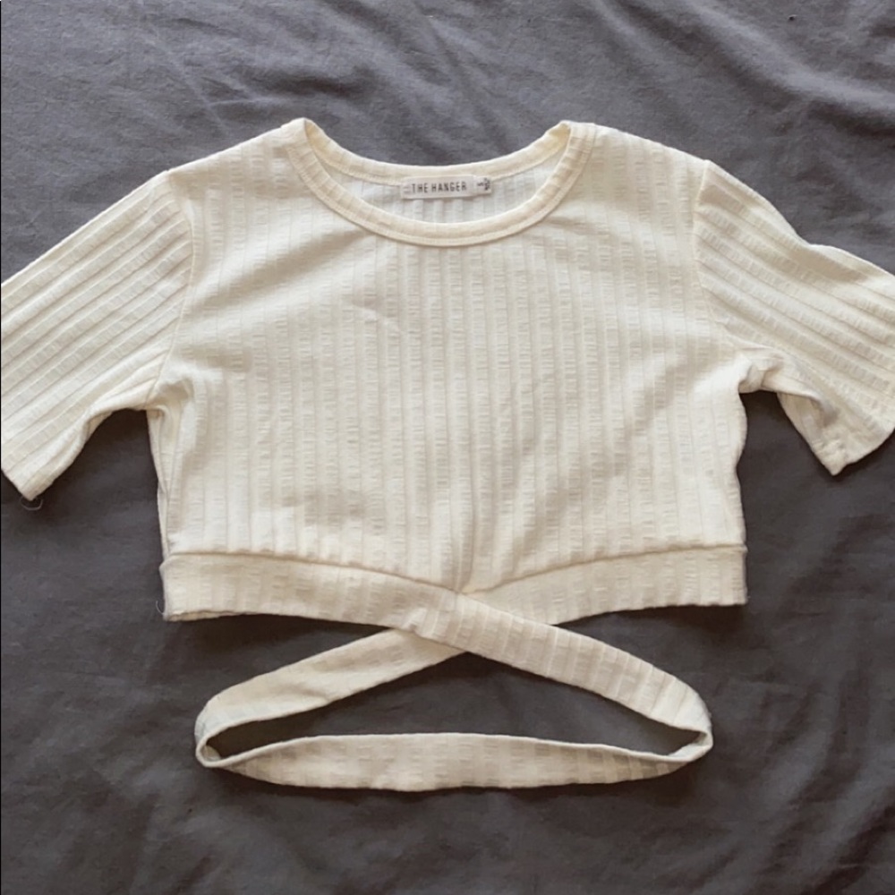Cream colored crisscross crop top